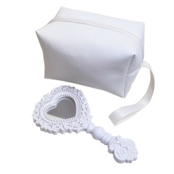 Bomboniera cresima specchio grande bianco beauty case